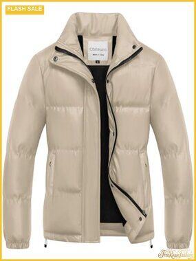 Faux Leather Puffer Jacket Fleece Lined Vegan Leather Winter Coat
